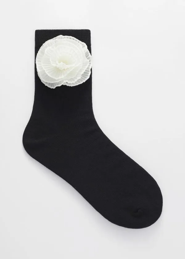 and Other Stories Flower Appliqu Socks Black Women Socks and Tights
