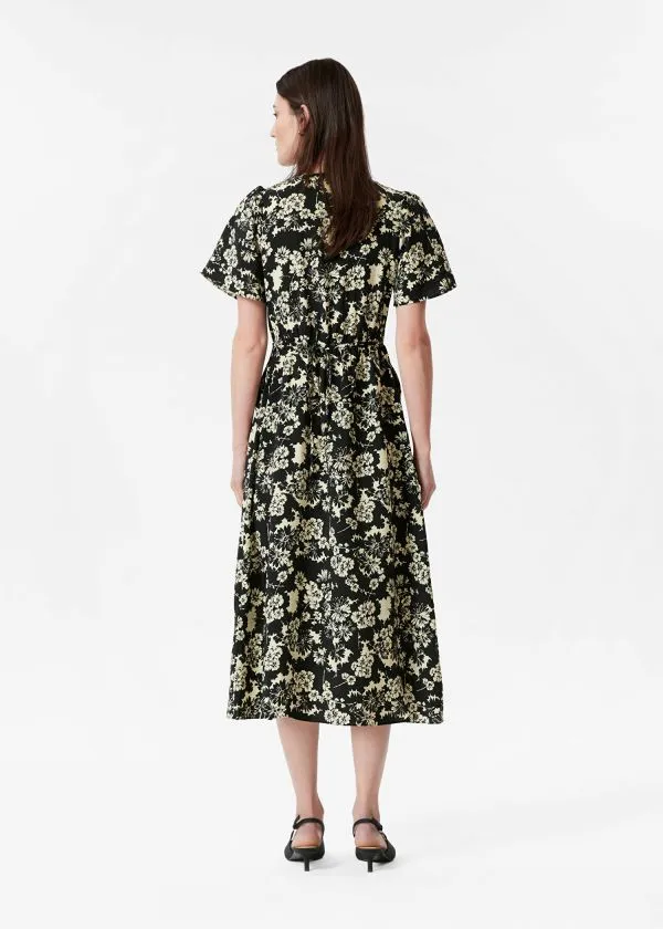 and Other Stories FlutterSleeve Midi Dress Black Print Women Dresses