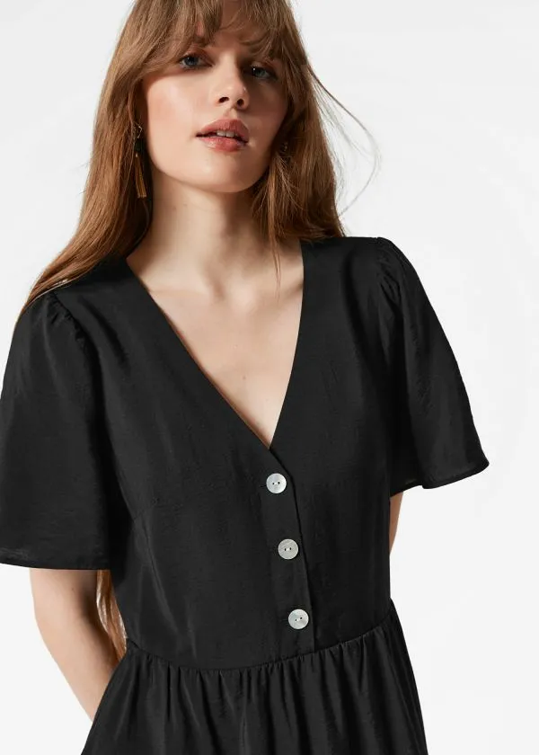 and Other Stories FlutterSleeve Midi Dress Black Women Dresses