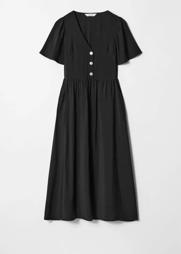 and Other Stories FlutterSleeve Midi Dress Black Women Dresses