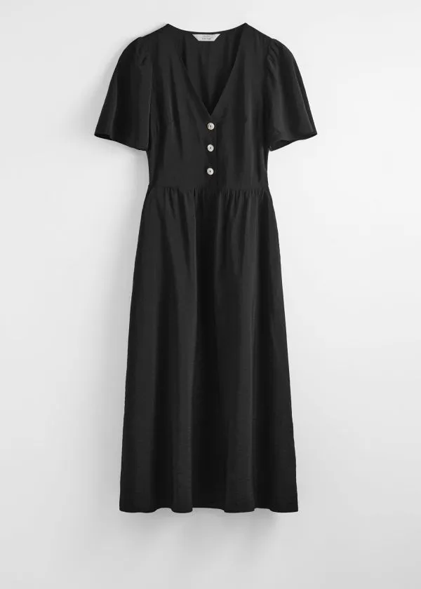 and Other Stories FlutterSleeve Midi Dress Black Women Dresses