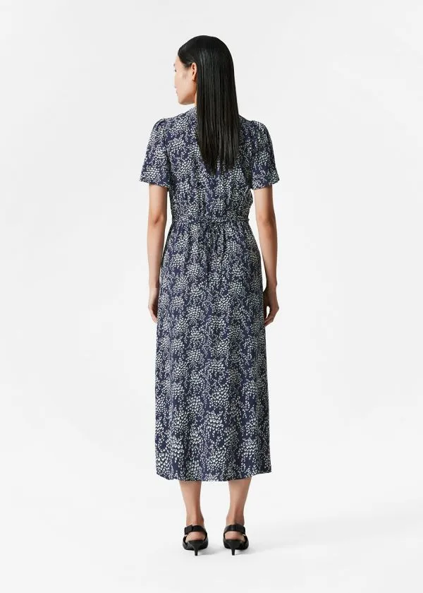 and Other Stories FlutterSleeve Midi Dress Navy Print Women Dresses