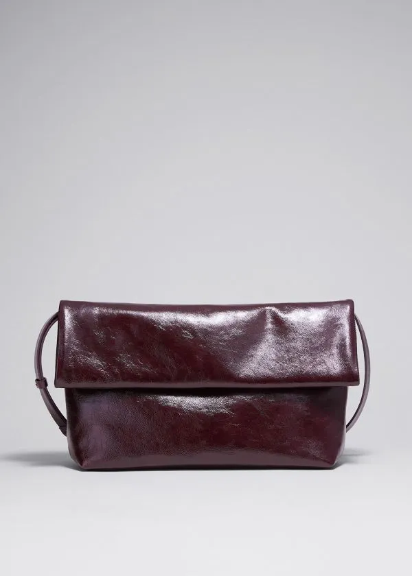 and Other Stories Folded Clutch Burgundy Women Shoulder Bags