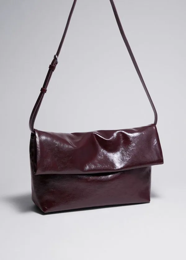 and Other Stories Folded Clutch Burgundy Women Shoulder Bags