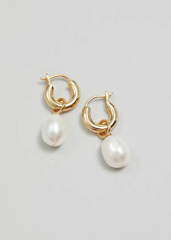 and Other Stories Freshwater Pearl Hoops 18karat Gold Women Earrings