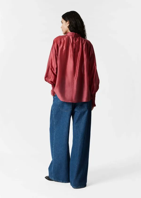 and Other Stories Frilled Blouse Dark Red Women Blouses and Shirts