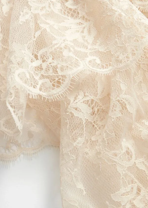 and Other Stories Frilled Lace Maxi Dress Cream Women Dresses