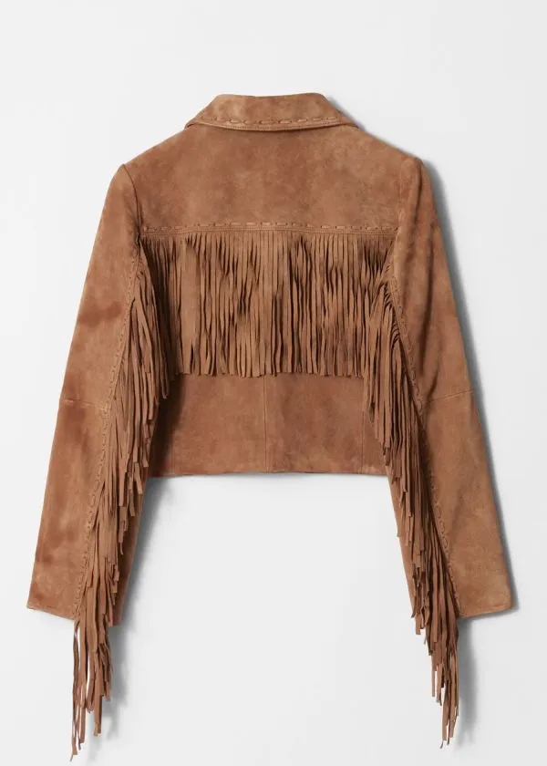 and Other Stories Fringe Suede Jacket Brown Women Jackets and Coats