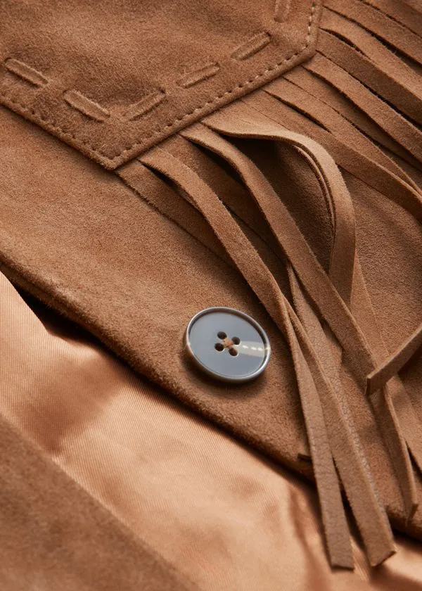 and Other Stories Fringe Suede Jacket Brown Women Jackets and Coats