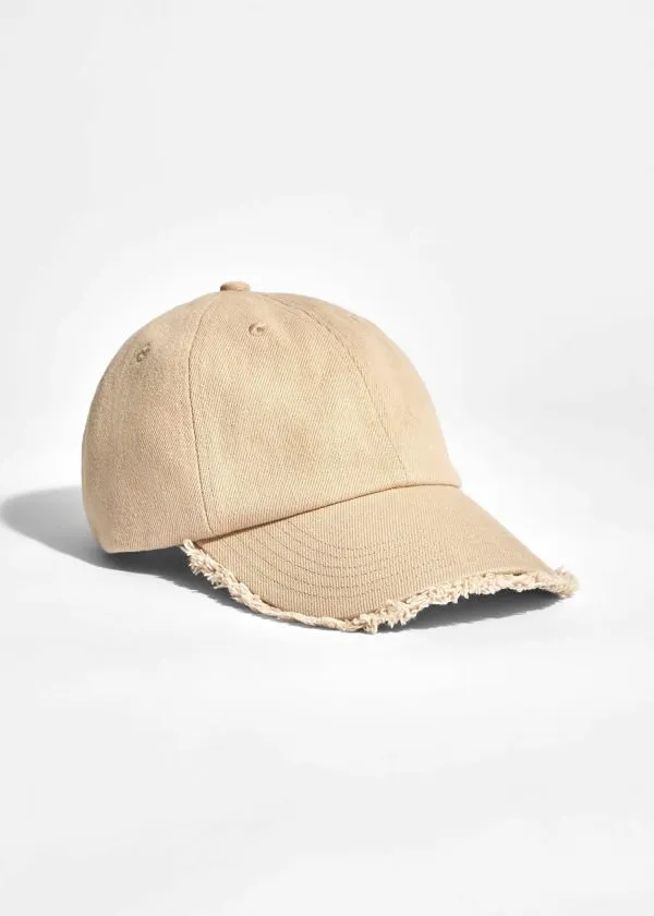 and Other Stories Fringed Baseball Cap Ecru Women Headwear