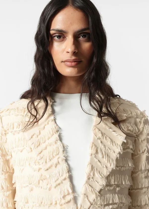 and Other Stories Fringed Blazer Beige Women Blazers and Waistcoats
