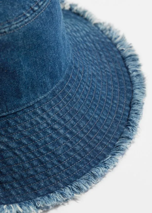 and Other Stories Fringed Bucket Hat Indigo Women Headwear and Other Stories Fringed Bucket Hat Indigo Women Headwear