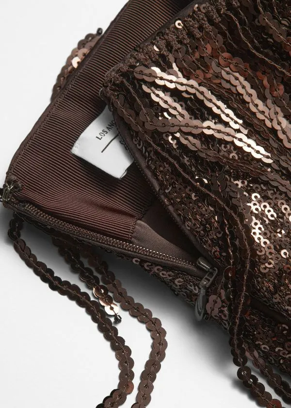 and Other Stories Fringed Sequin Midi Skirt Brown Women Sets and Suits