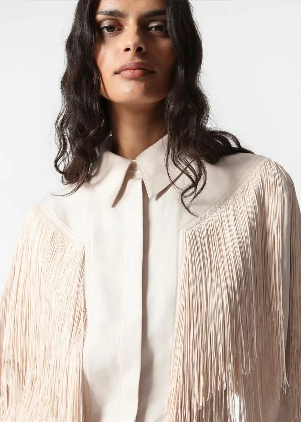 and Other Stories Fringed Shirt Cream Women Blouses and Shirts and Other Stories Fringed Shirt Cream Women Blouses and Shirts