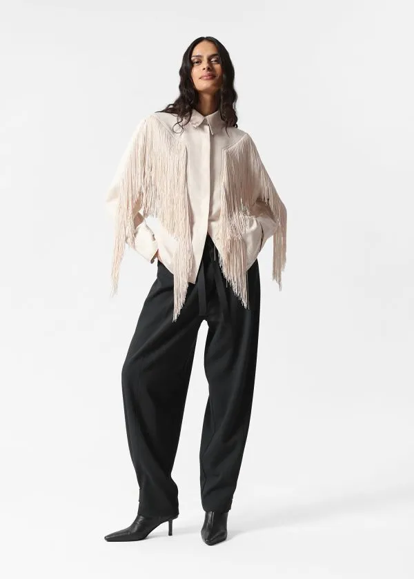 and Other Stories Fringed Shirt Cream Women Blouses and Shirts and Other Stories Fringed Shirt Cream Women Blouses and Shirts