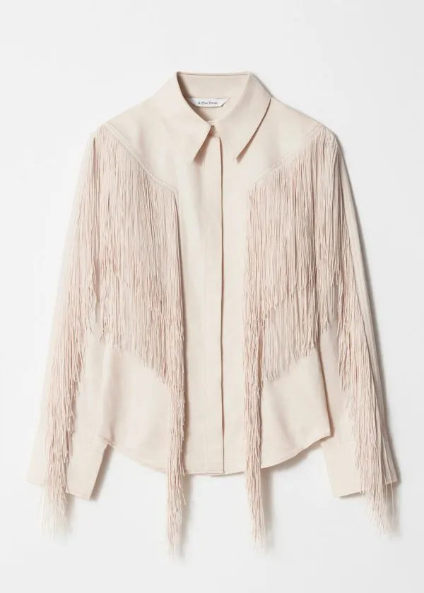 and Other Stories Fringed Shirt Cream Women Blouses and Shirts and Other Stories Fringed Shirt Cream Women Blouses and Shirts
