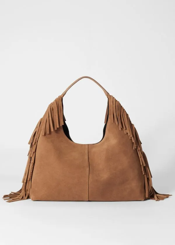 and Other Stories Fringed Suede Tote Bag Brown Women Tote Bags