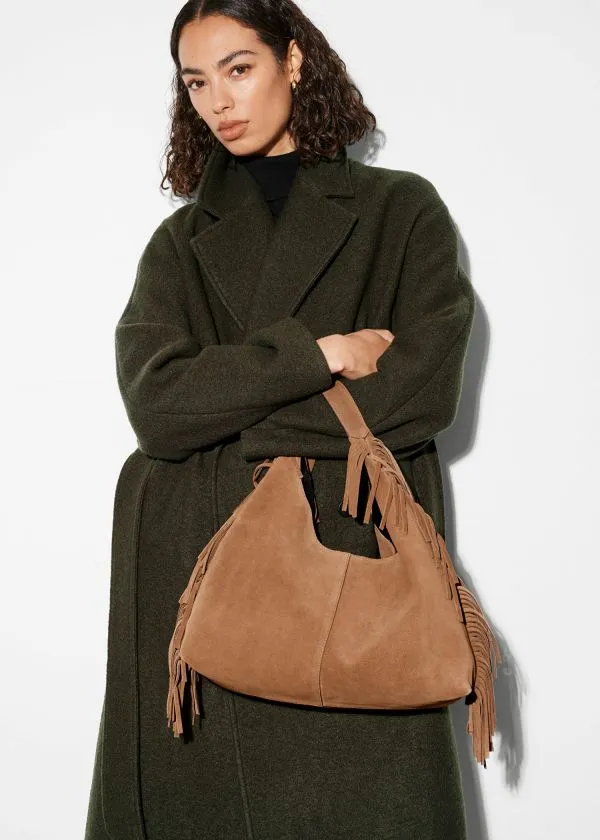 and Other Stories Fringed Suede Tote Bag Brown Women Tote Bags