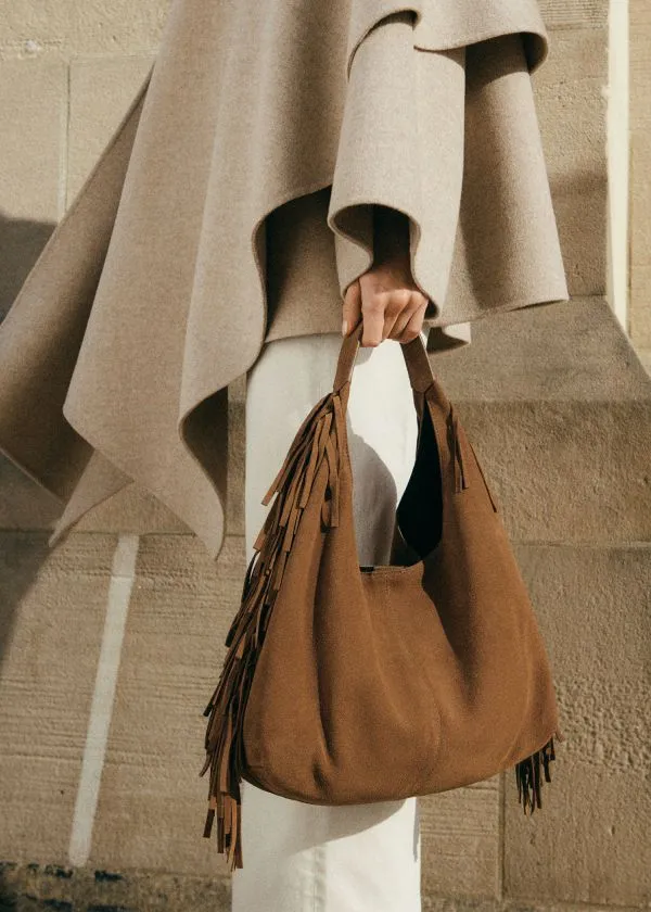 and Other Stories Fringed Suede Tote Bag Brown Women Tote Bags