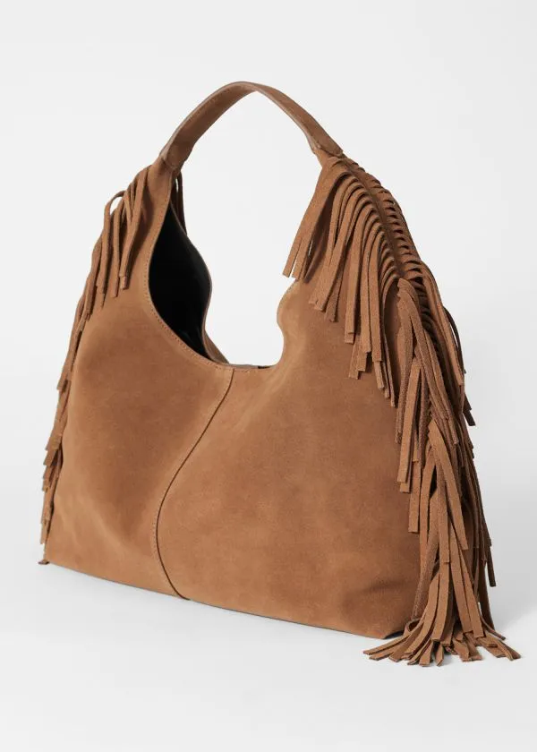 and Other Stories Fringed Suede Tote Bag Brown Women Tote Bags