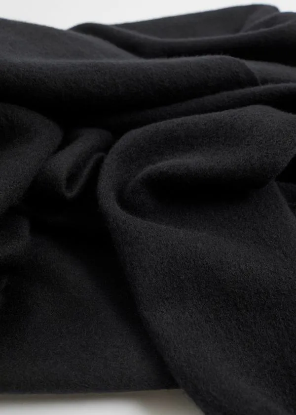 and Other Stories Fringed Wool Blanket Scarf Black Women Scarves
