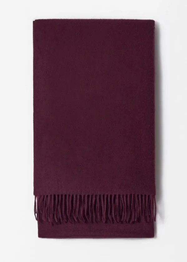 and Other Stories Fringed Wool Blanket Scarf Burgundy Women Scarves