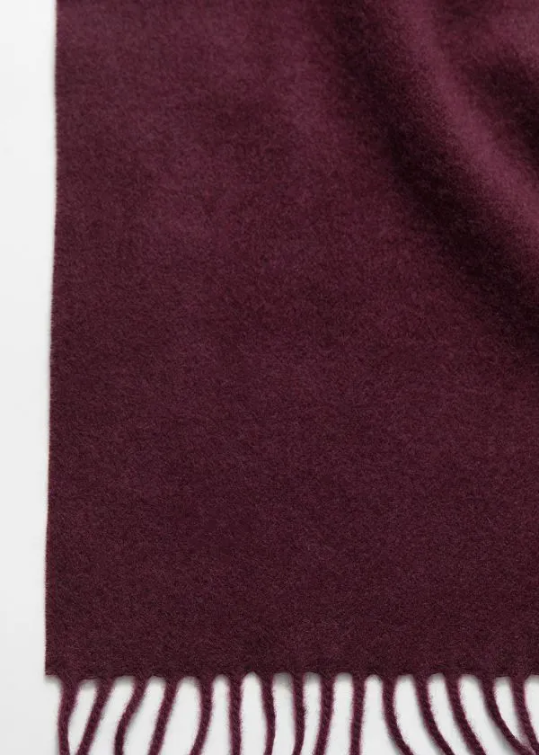 and Other Stories Fringed Wool Blanket Scarf Burgundy Women Scarves