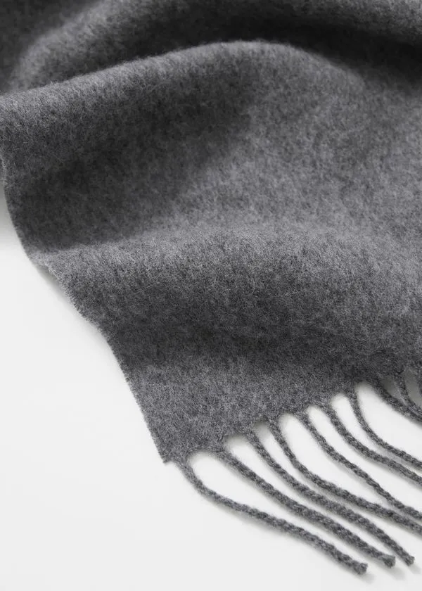 and Other Stories Fringed Wool Blanket Scarf Grey Women Scarves