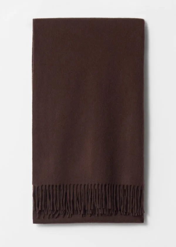 and Other Stories Fringed Wool Blanket Scarf Mahogany Women Scarves