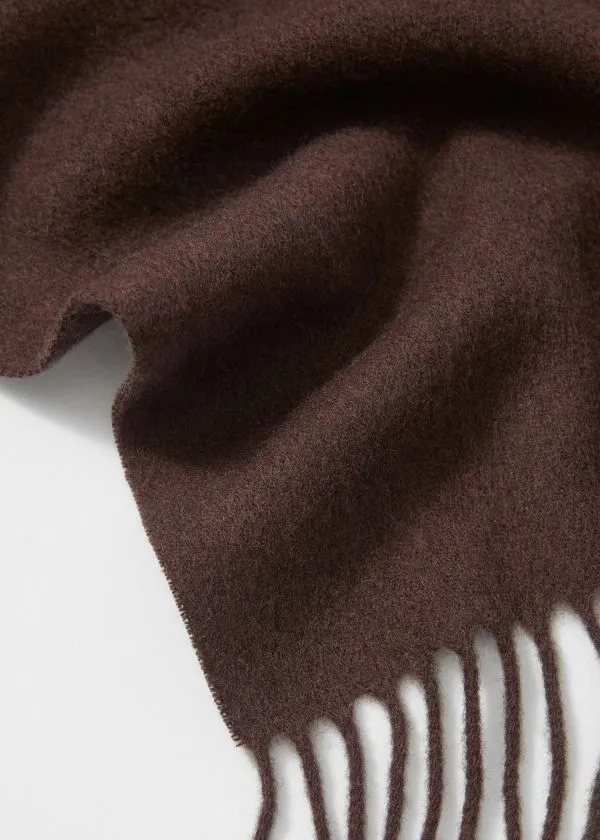 and Other Stories Fringed Wool Blanket Scarf Mahogany Women Scarves