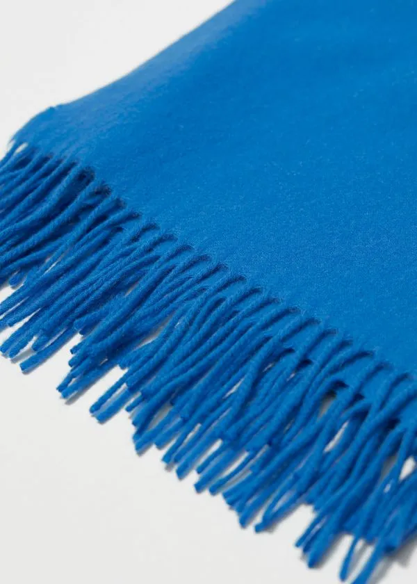 and Other Stories Fringed Wool Blanket Scarf Sky Blue Women Scarves