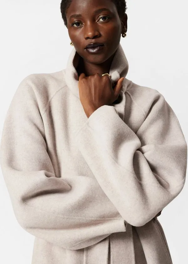 and Other Stories FunnelCollar Wool Coat Beige Women Jackets and Coats
