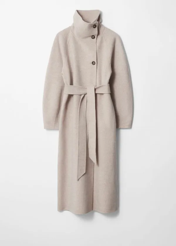 and Other Stories FunnelCollar Wool Coat Beige Women Jackets and Coats