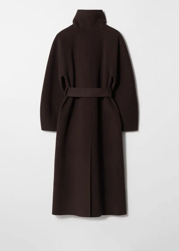 and Other Stories FunnelCollar Wool Coat Dark Brown Women Jackets and Coats