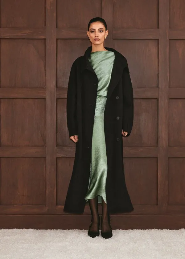 and Other Stories FunnelCollar Wool Coat Dark Brown Women Jackets and Coats
