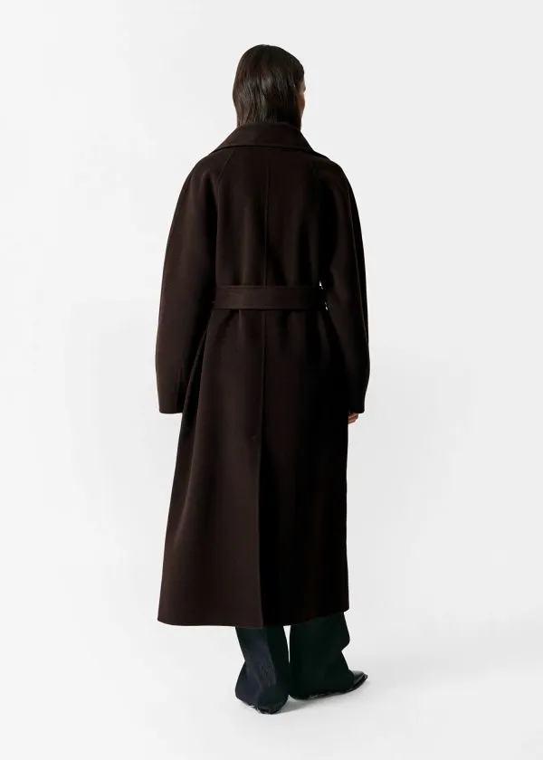 and Other Stories FunnelCollar Wool Coat Dark Brown Women Jackets and Coats