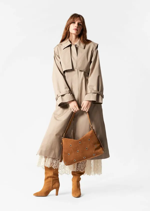 and Other Stories FunnelNeck Trench Coat Beige Women Jackets and Coats