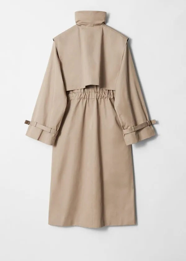 and Other Stories FunnelNeck Trench Coat Beige Women Jackets and Coats