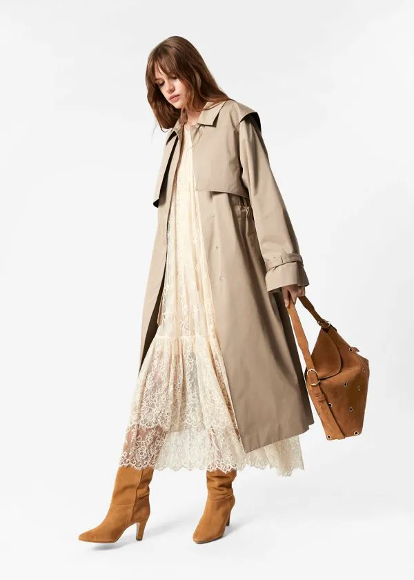 and Other Stories FunnelNeck Trench Coat Beige Women Jackets and Coats