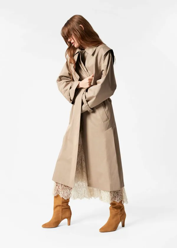 and Other Stories FunnelNeck Trench Coat Beige Women Jackets and Coats