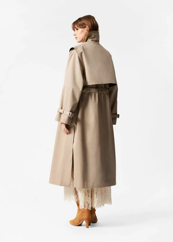 and Other Stories FunnelNeck Trench Coat Beige Women Jackets and Coats