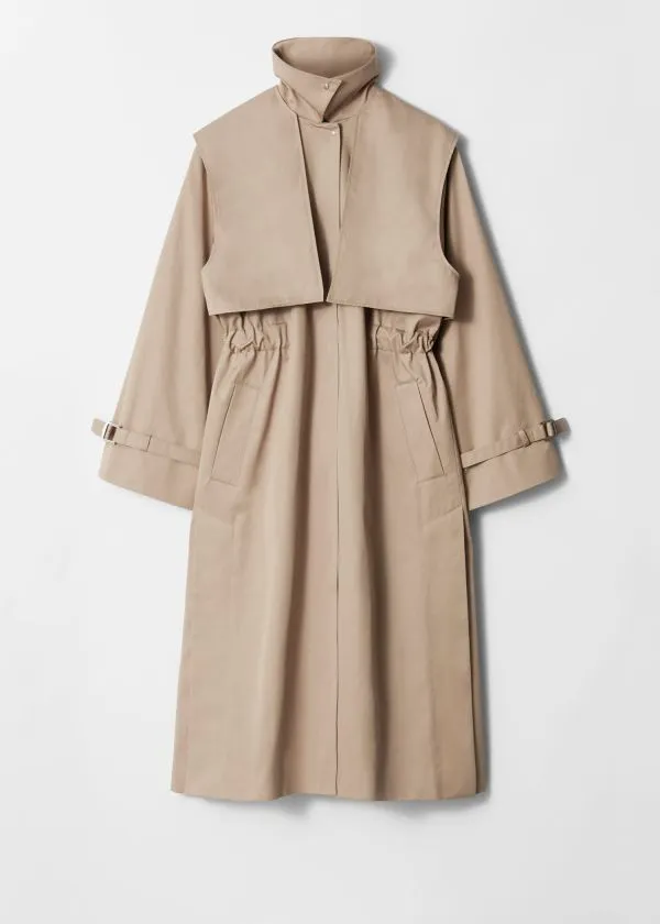 and Other Stories FunnelNeck Trench Coat Beige Women Jackets and Coats