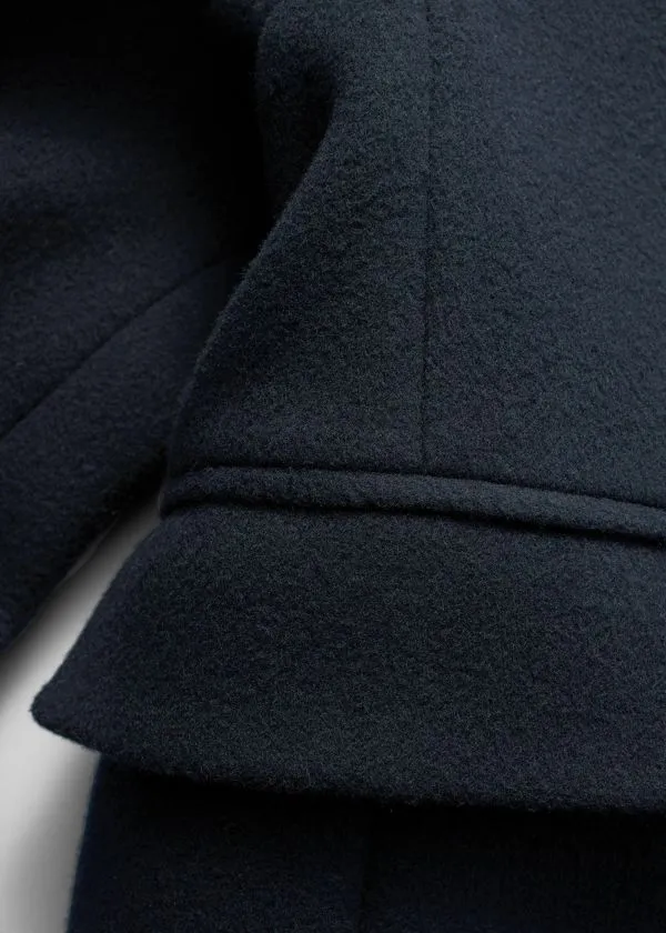 and Other Stories FunnelNeck Wool Coat Dark Blue Women Jackets and Coats