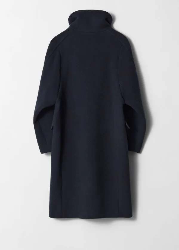 and Other Stories FunnelNeck Wool Coat Dark Blue Women Jackets and Coats