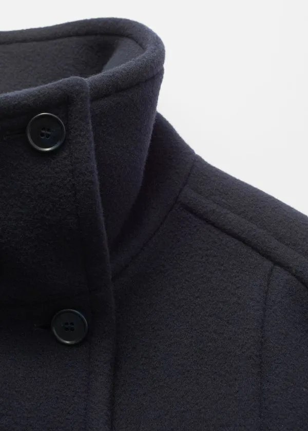 and Other Stories FunnelNeck Wool Coat Dark Blue Women Jackets and Coats