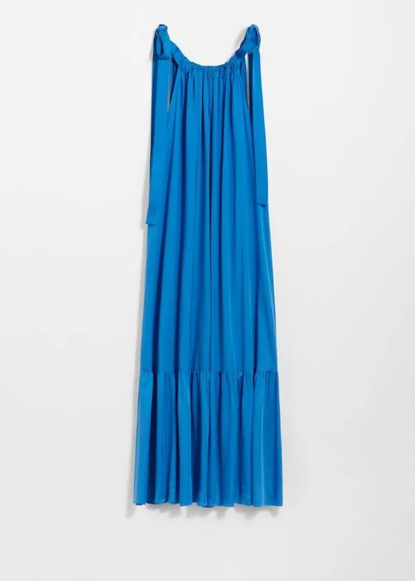 and Other Stories Gathered Sleeveless Midi Dress Blue Women Dresses