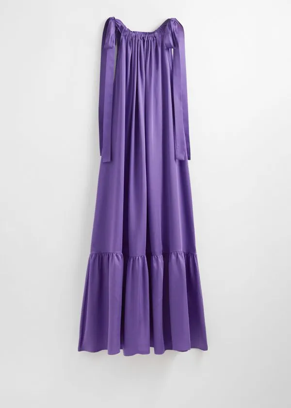 and Other Stories Gathered Sleeveless Midi Dress Lilac Women Dresses