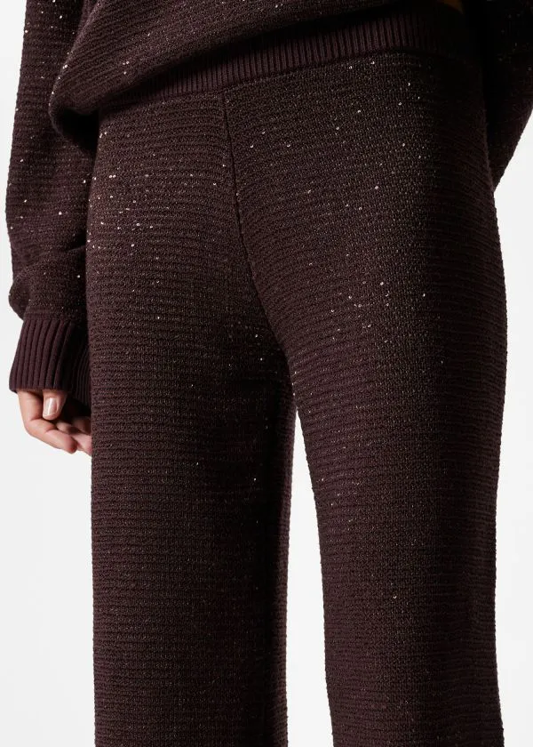 and Other Stories Glitter Knitted Flared Trousers Burgundy Glitter Women Sets and Suits