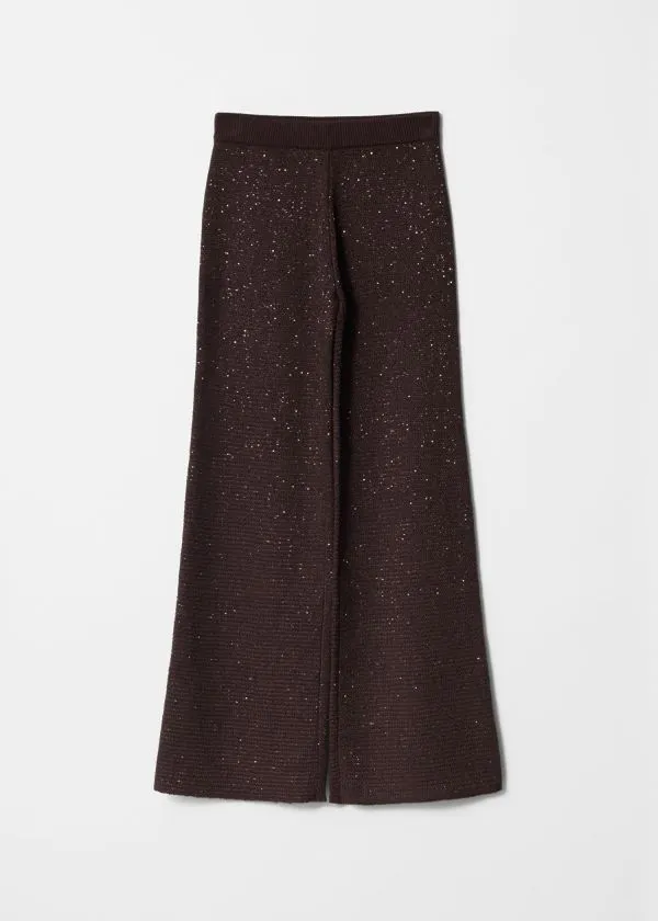and Other Stories Glitter Knitted Flared Trousers Burgundy Glitter Women Sets and Suits