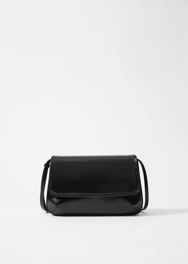 and Other Stories GlossedLeather Crossbody Bag Black Women Shoulder Bags